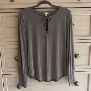 Lucky Brand Gray Tie-Front Blouse